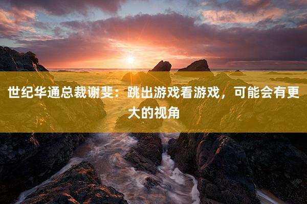 世纪华通总裁谢斐：跳出游戏看游戏，可能会有更大的视角