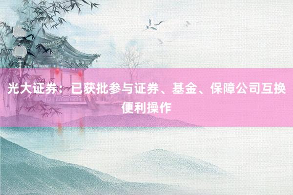 光大证券：已获批参与证券、基金、保障公司互换便利操作