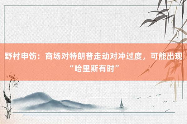 野村申饬：商场对特朗普走动对冲过度，可能出现“哈里斯有时”