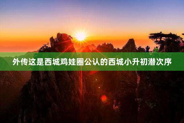 外传这是西城鸡娃圈公认的西城小升初潜次序