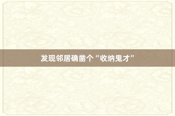 发现邻居确凿个“收纳鬼才”